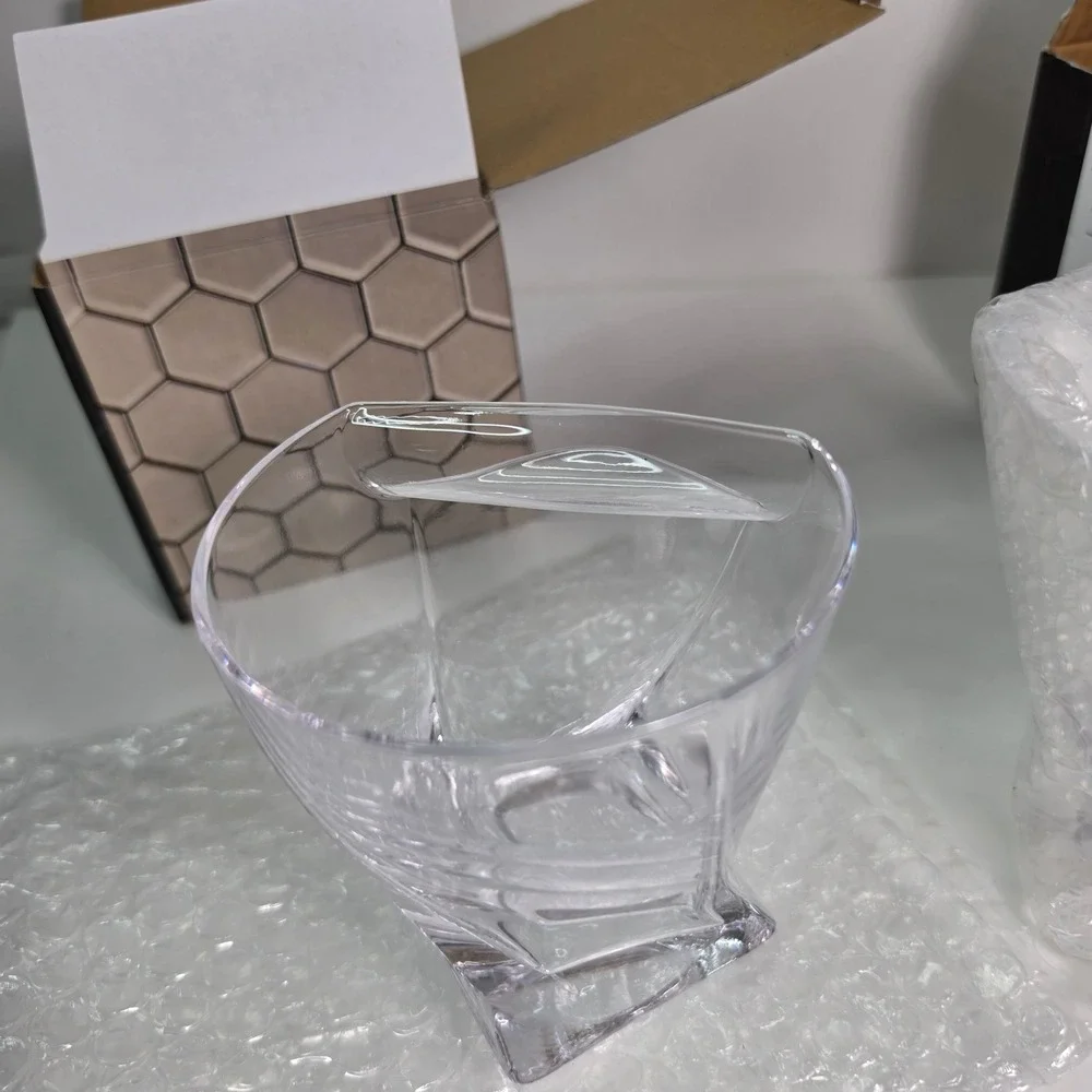 Set of 2 Bezrat Twist Whiskey Cigar Glasses 8oz Built-In Cigar Rest BT988 New